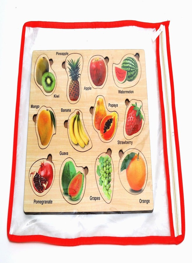 CRAFTICK Wooden Fruits Puzzle - Educational Fruits Shape Matching Toy for Kids (2+ Years, Multicolor) - Image 5